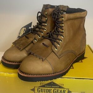 Guide Gear Size 10EE 6” Leather Kiltie Cap Toe Boot NWT
